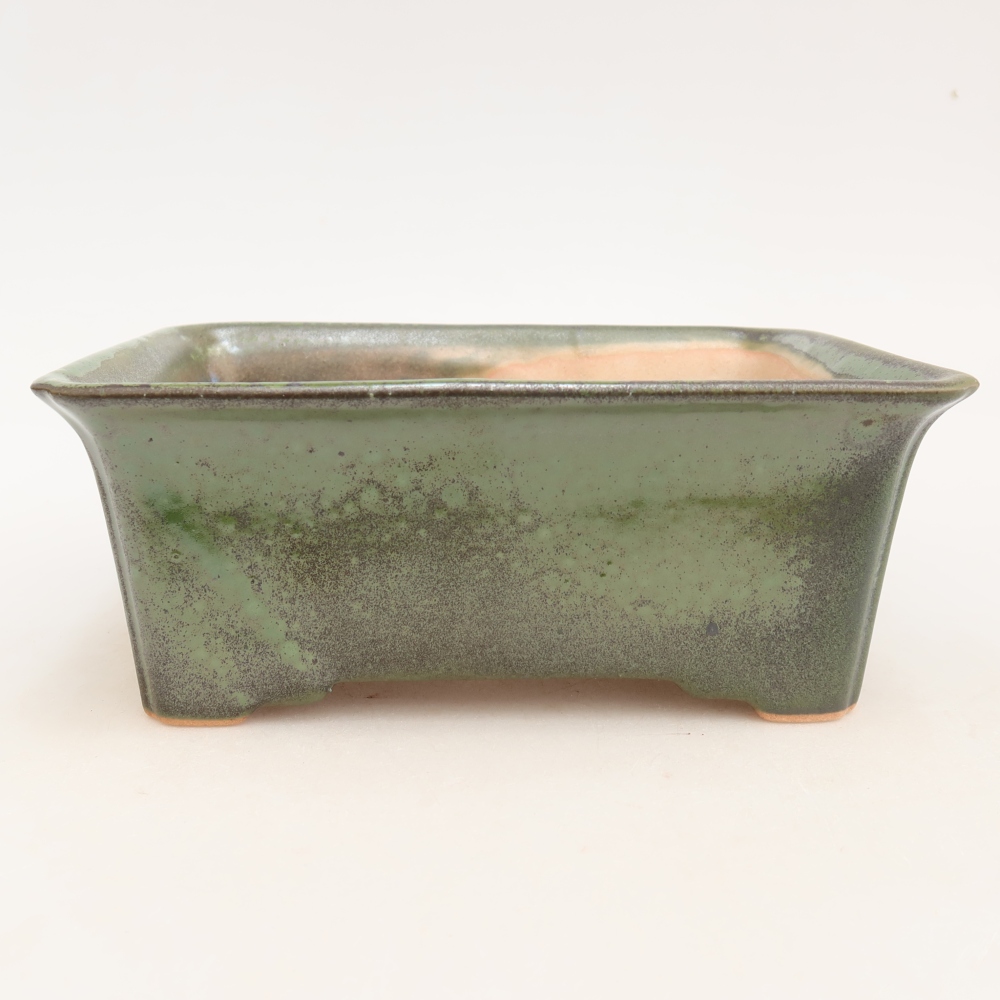 Ceramic bonsai pot, 18 x 14 x 7 cm, green