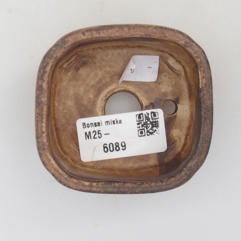 Ceramic bonsai bowl 7,5 x 7,5 x 3,5 cm, color brown