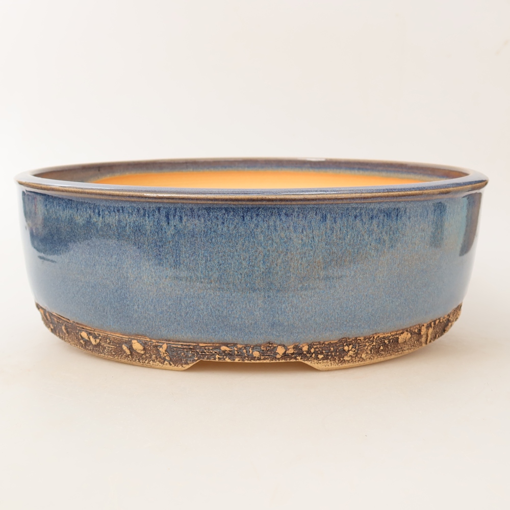 Ceramic bonsai pot, 27.5 x 27.5 x 8.5 cm, blue