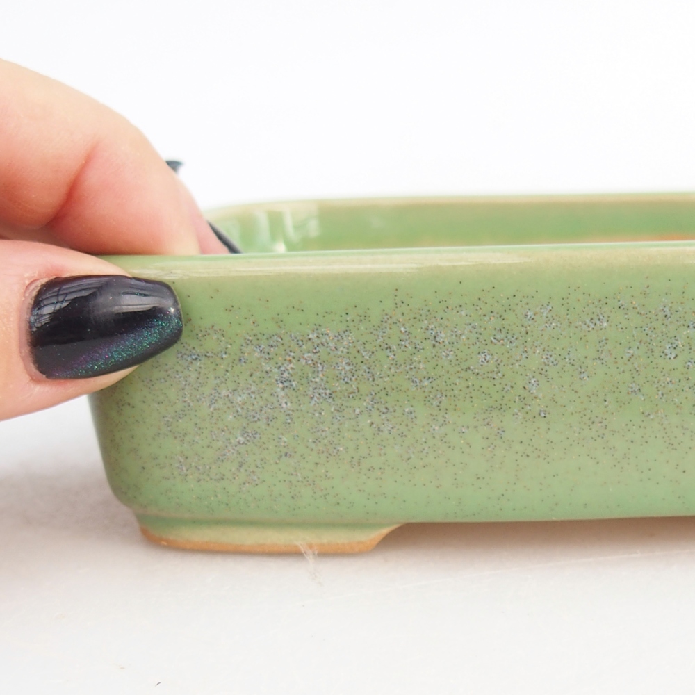 Ceramic bonsai bowl 12,5 x 9,5 x 3,5 cm, green