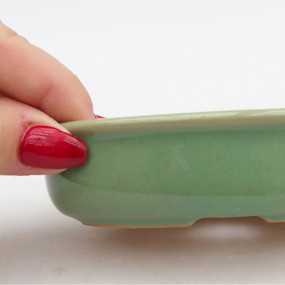 Ceramic bonsai bowl 12 x 8,5 x 3 cm, green