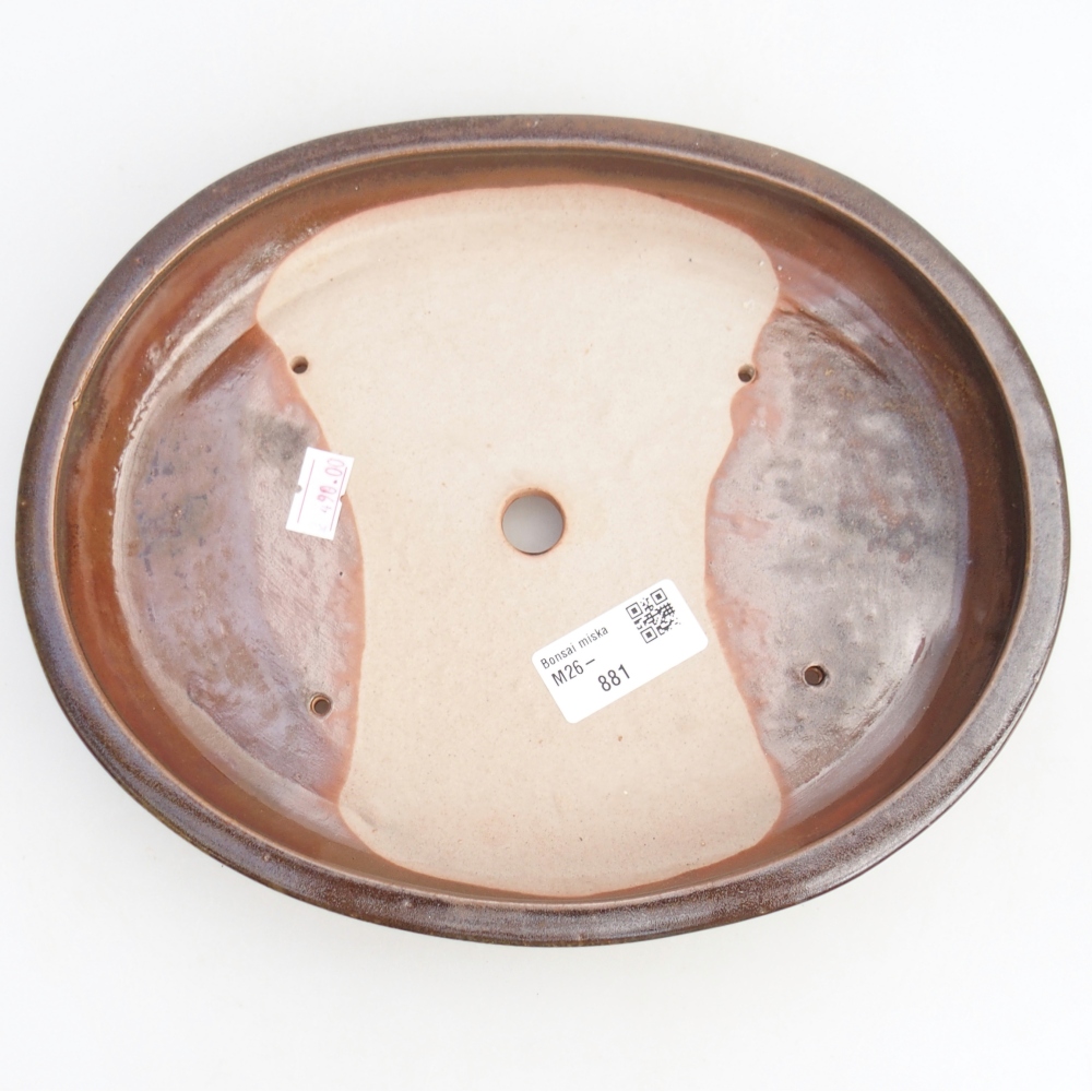 Ceramic bonsai bowl 24,5 x 20 x 4 cm, brown