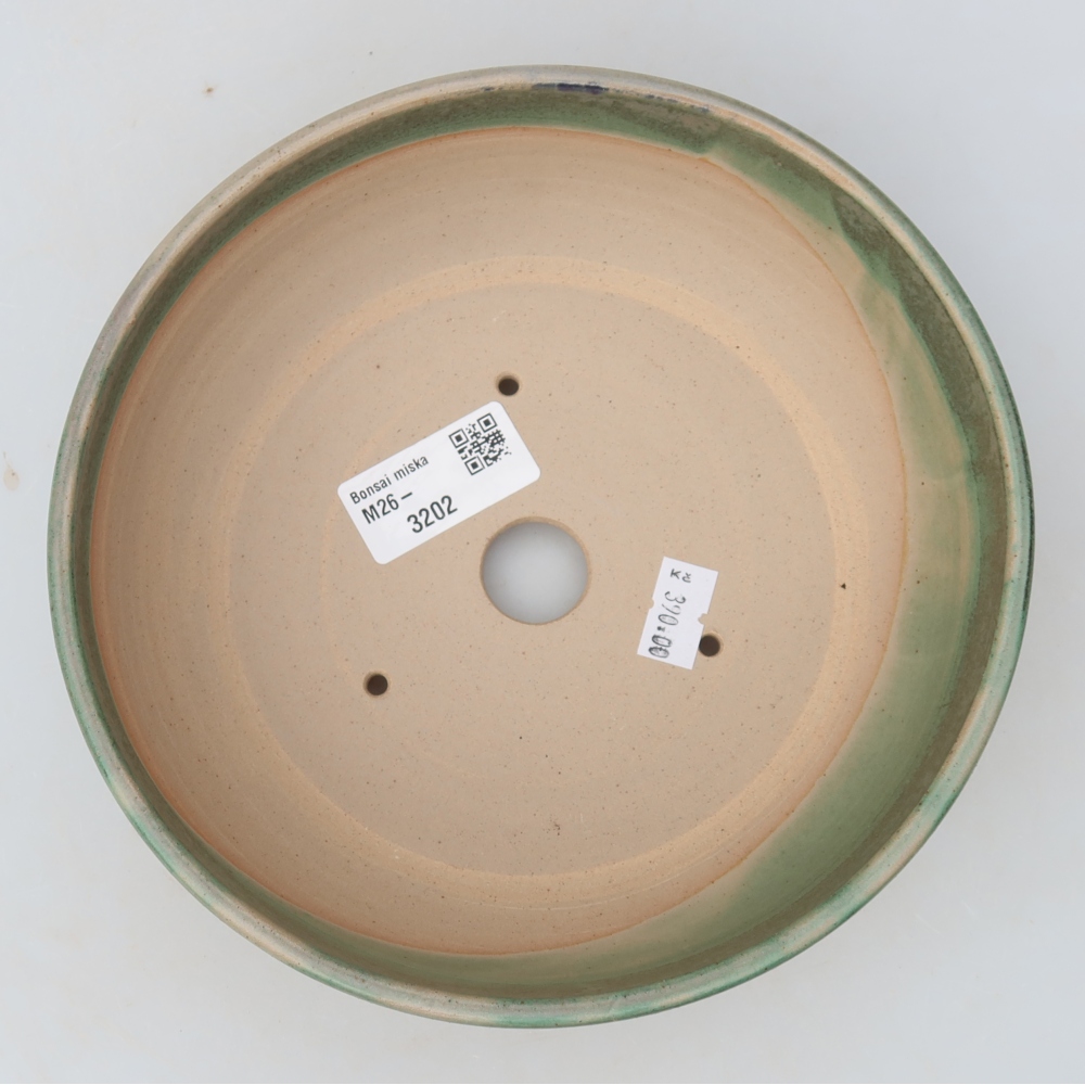 Ceramic bonsai pot, 18 x 18 x 6 cm, green