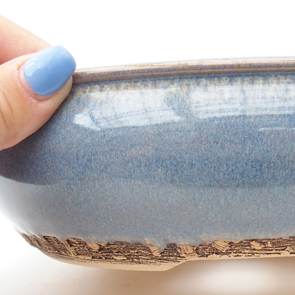 Ceramic bonsai bowl 19 x 19 x 6 cm, color blue