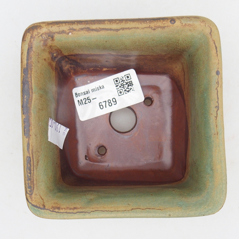 Ceramic bonsai bowl 10 x 10 x 6 cm, green
