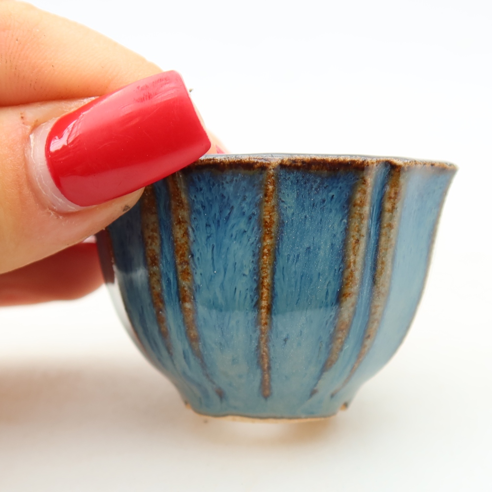 Ceramic bonsai pot, 5.5 x 5.5 x 3.5 cm, blue
