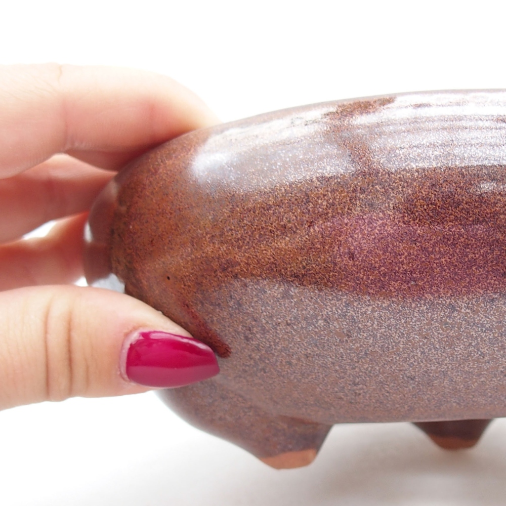 Ceramic bonsai bowl 14 x 14 x 6,5 cm, color brown