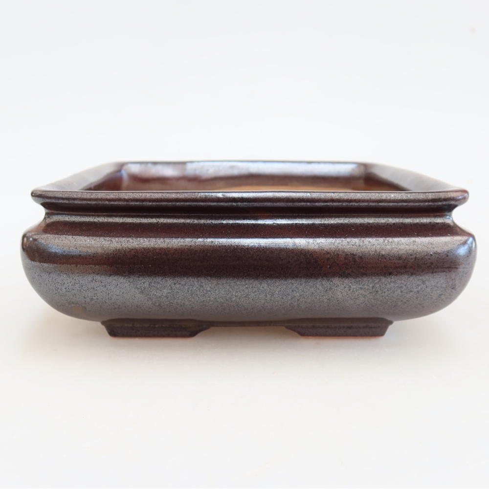 Ceramic bonsai bowl 15,5 x 15,5 x 6 cm, brown