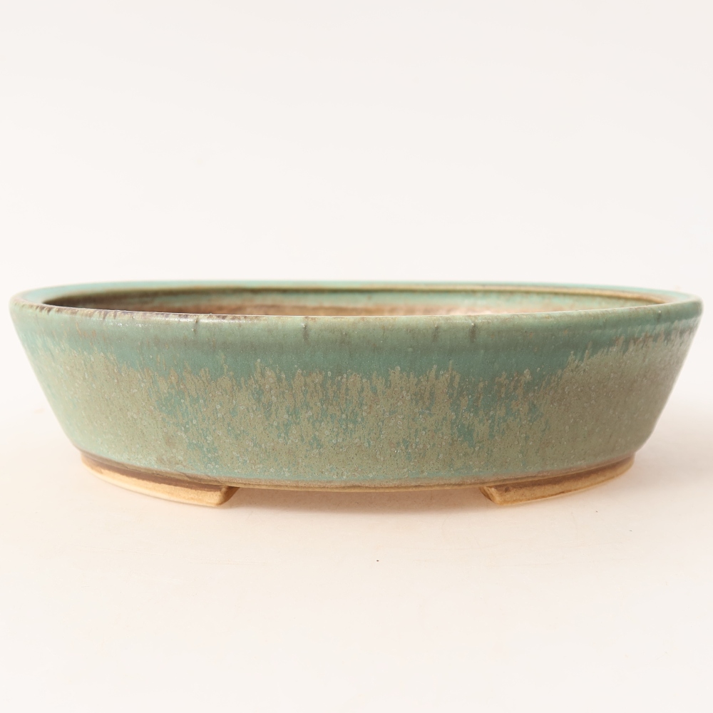 Ceramic bonsai bowl 18,5 x 16,5 x 4,5 cm, green