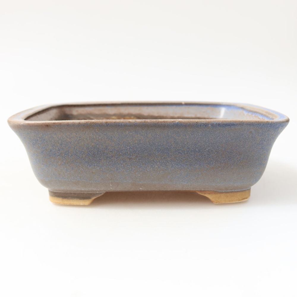 Ceramic bonsai pot, 15 x 13 x 4.5 cm, blue