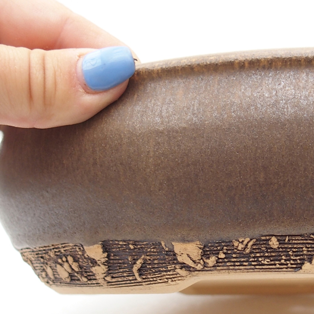 Ceramic bonsai bowl 22 x 22 x 6 cm, color brown
