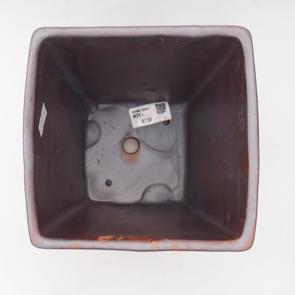 Ceramic bonsai bowl 15 x 15 x 19,5 cm, metal colour