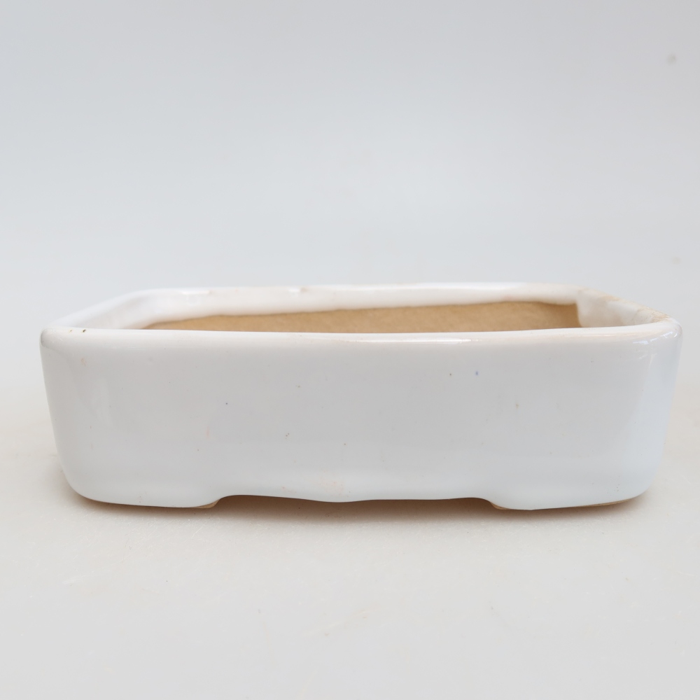 Ceramic bonsai pot, 13 x 9.5 x 3.5 cm, white