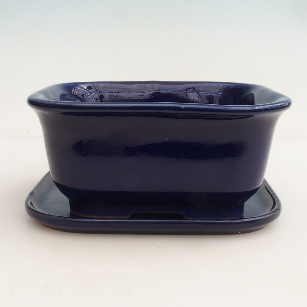 Bonsai bowl + saucer H36 - 17 x 15 x 7.5 cm. - blue