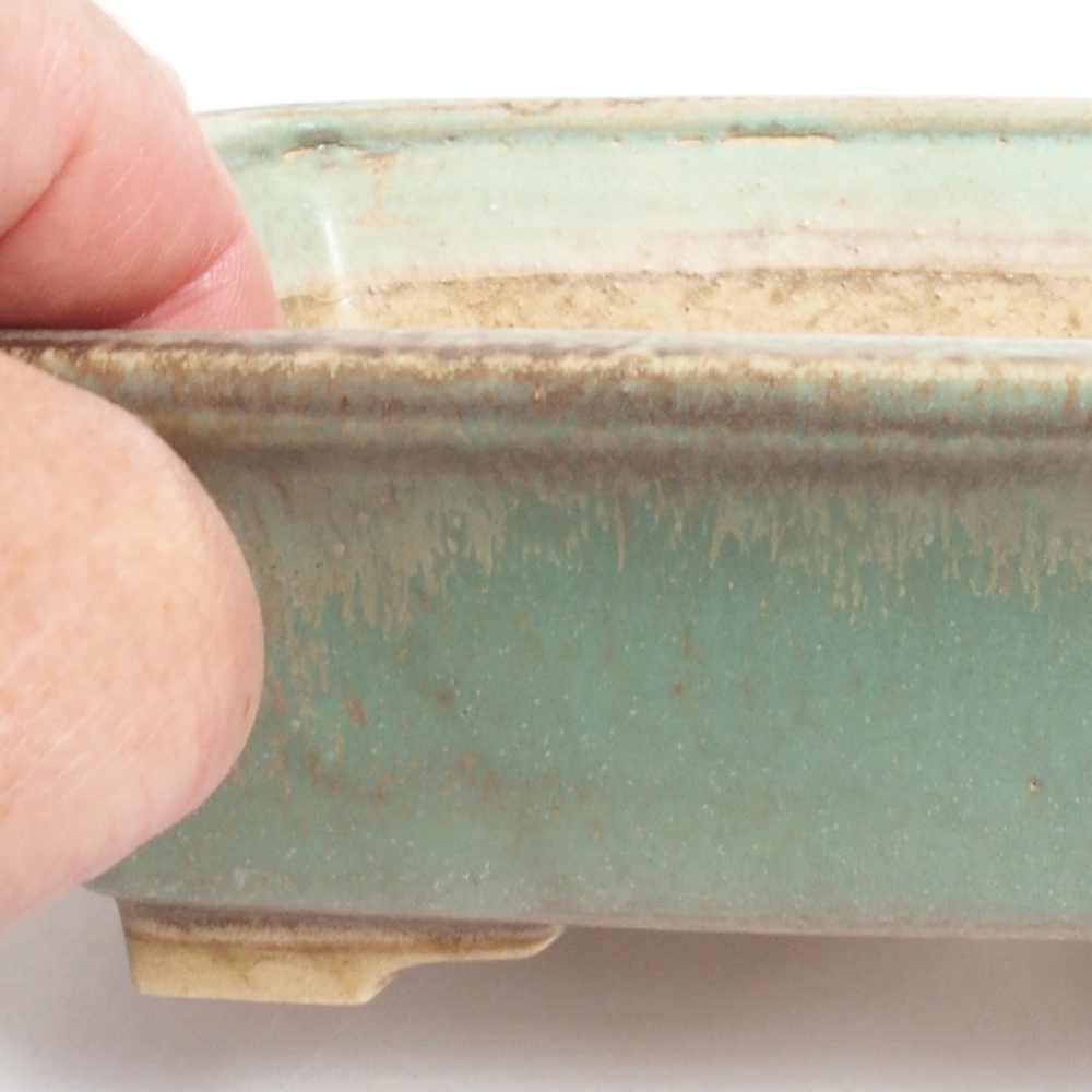 Ceramic bonsai bowl 17,5 x 14 x 5 cm, color green