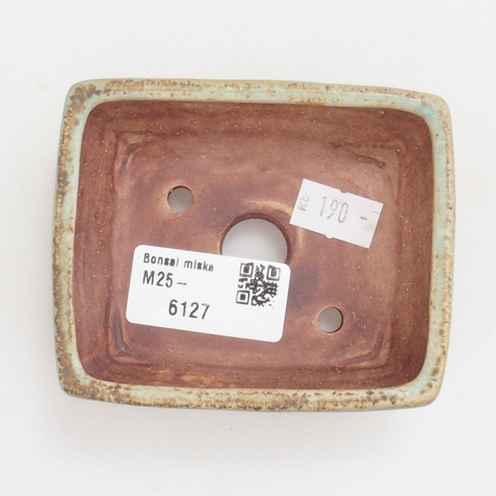 Ceramic bonsai bowl 9 x 7,5 x 3,5 cm, color green