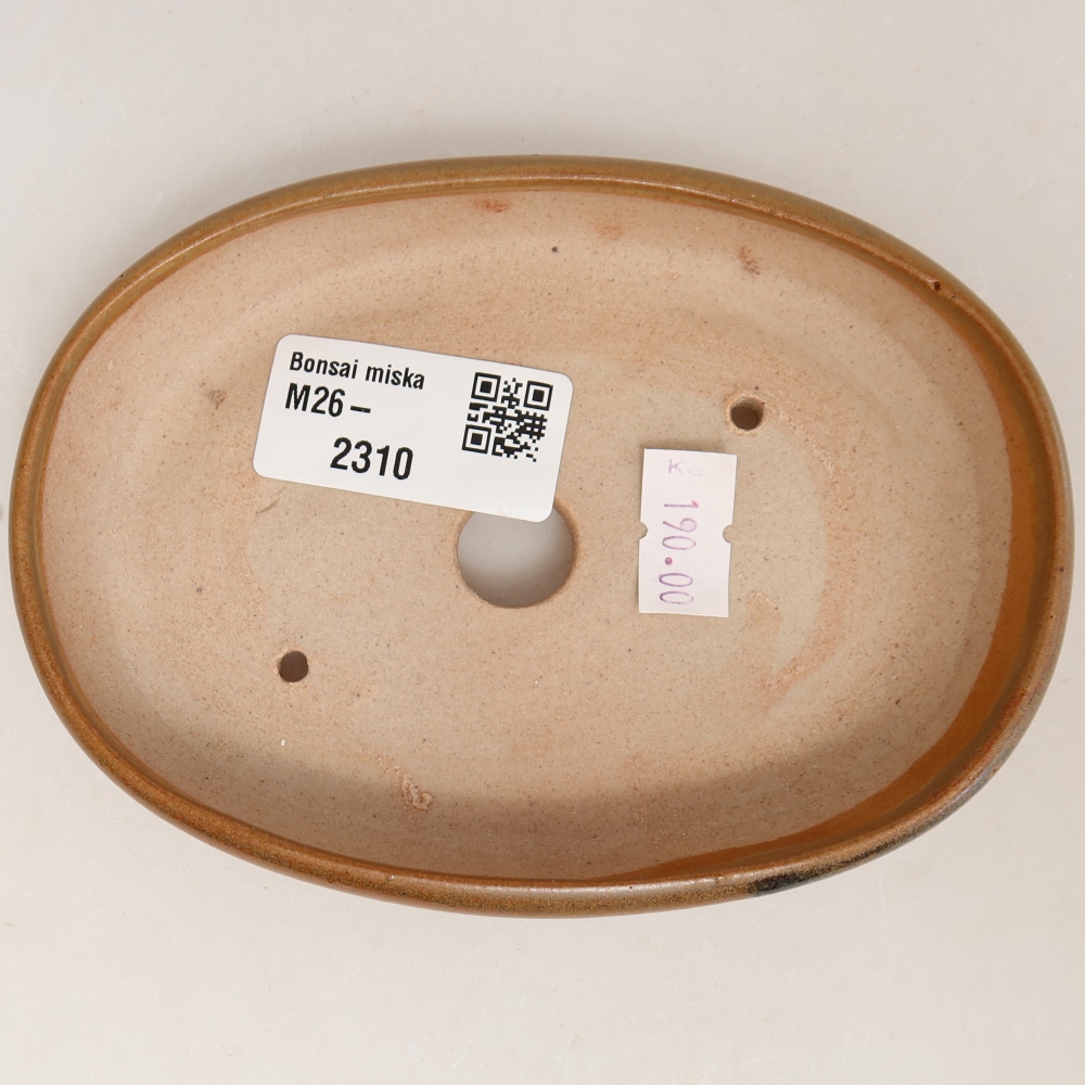 Ceramic bonsai pot, 13 x 9.5 x 2.5 cm, brown