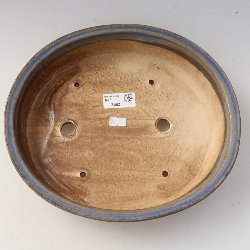 Ceramic bonsai pot, 26 x 24 x 6 cm, blue