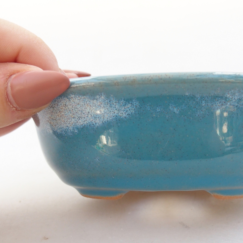 Ceramic bonsai bowl 11 x 9 x 4 cm, colour blue