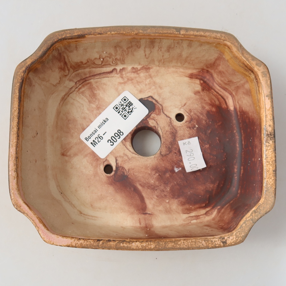 Ceramic bonsai pot, 14 x 11.5 x 4.5 cm, pink