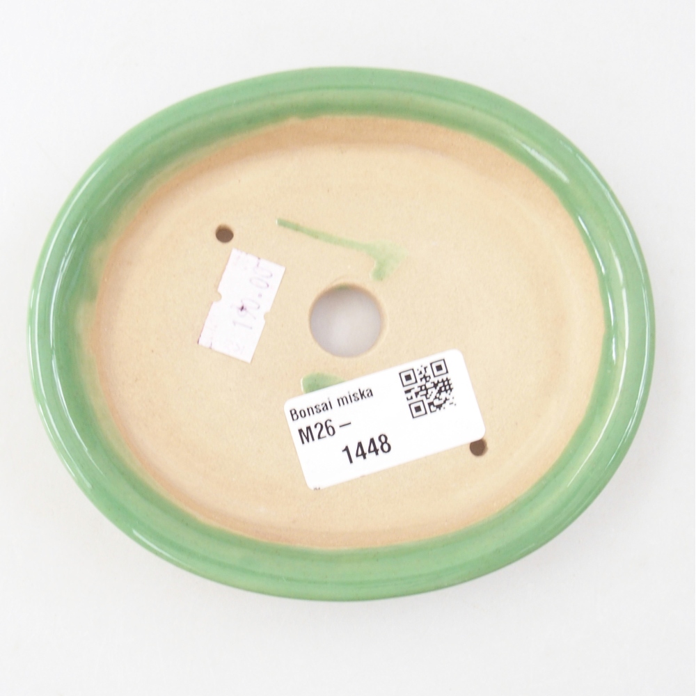 Ceramic bonsai bowl 12,5 x 10,5 x 2 cm, green