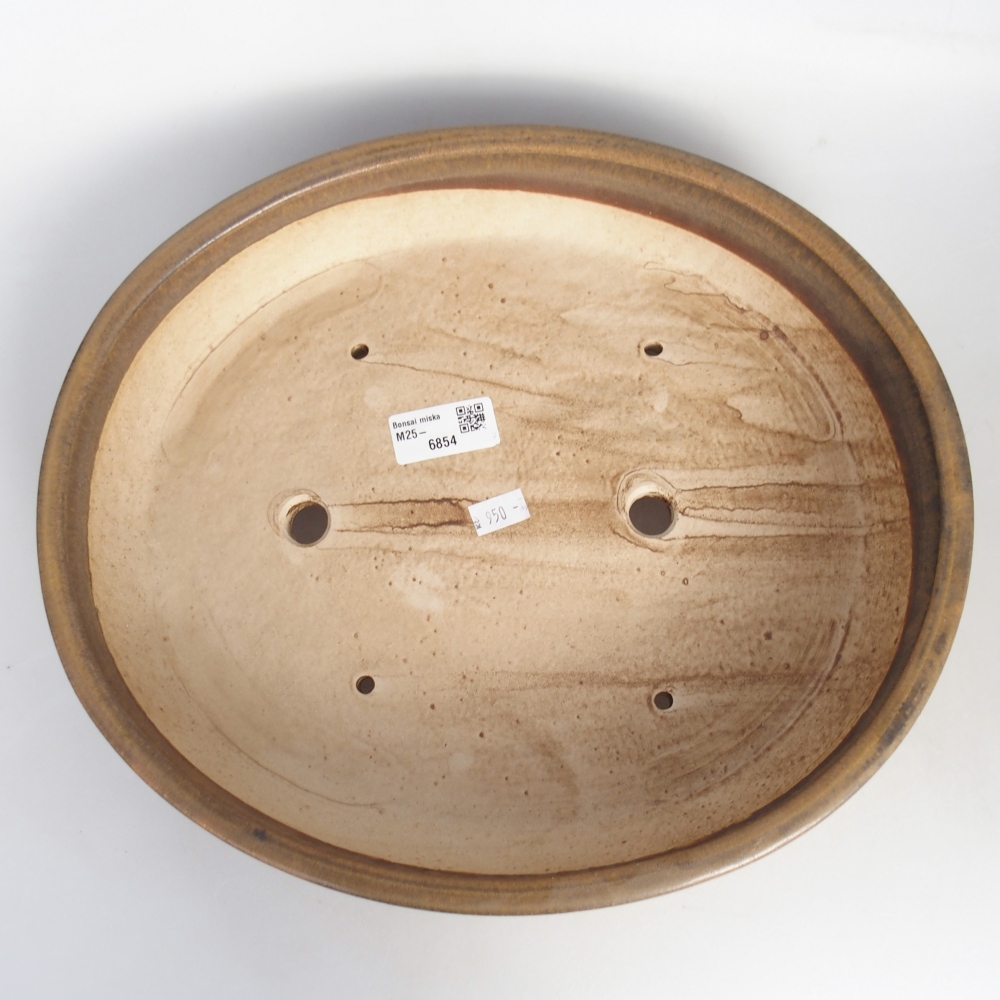 Ceramic bonsai bowl 31,5 x 27,5 x 6,5 cm, brown