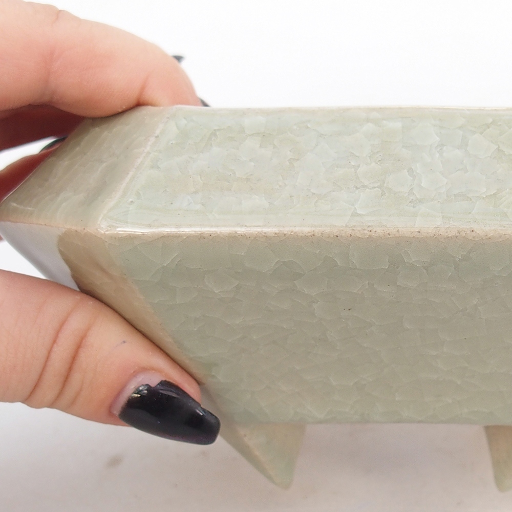 Ceramic bonsai bowl 13,5 x 13,5 x 7,5 cm, green