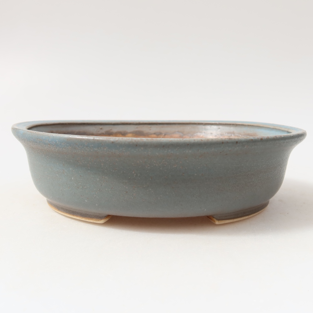 Ceramic bonsai pot, 15.5 x 14.5 x 4 cm, blue
