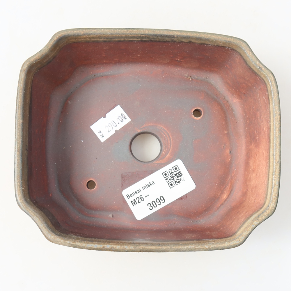 Ceramic bonsai pot, 14 x 11.5 x 4.5 cm, brown
