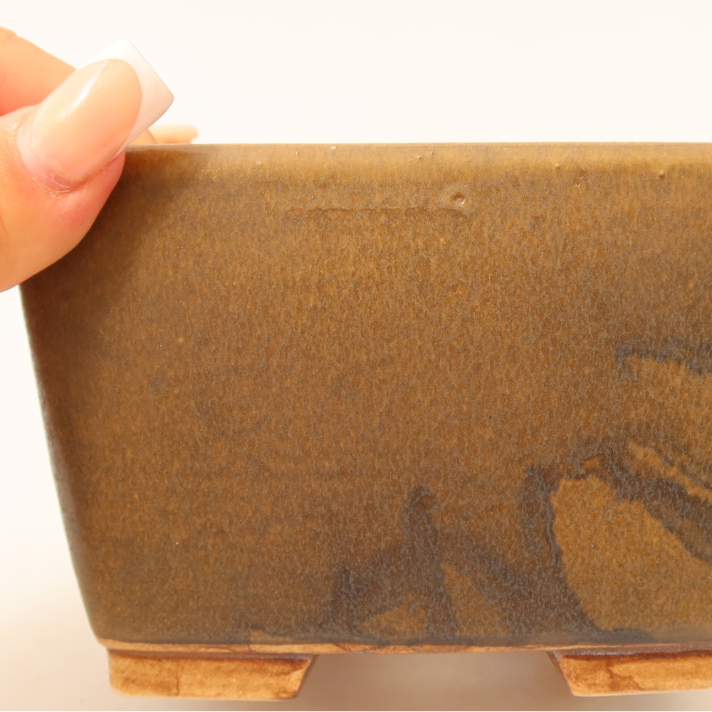 Ceramic bonsai bowl 13 x 13 x 8 cm, brown
