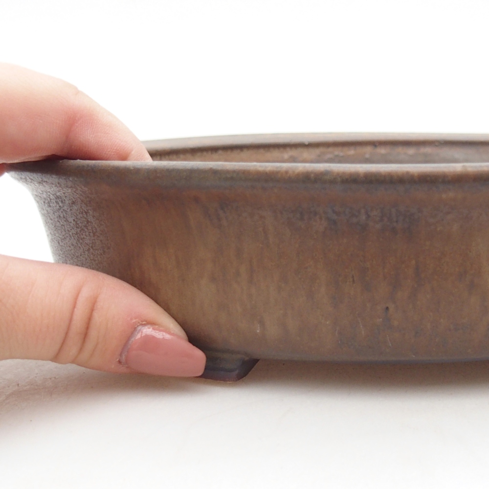 Ceramic bonsai bowl 21 x 19 x 8 cm, brown