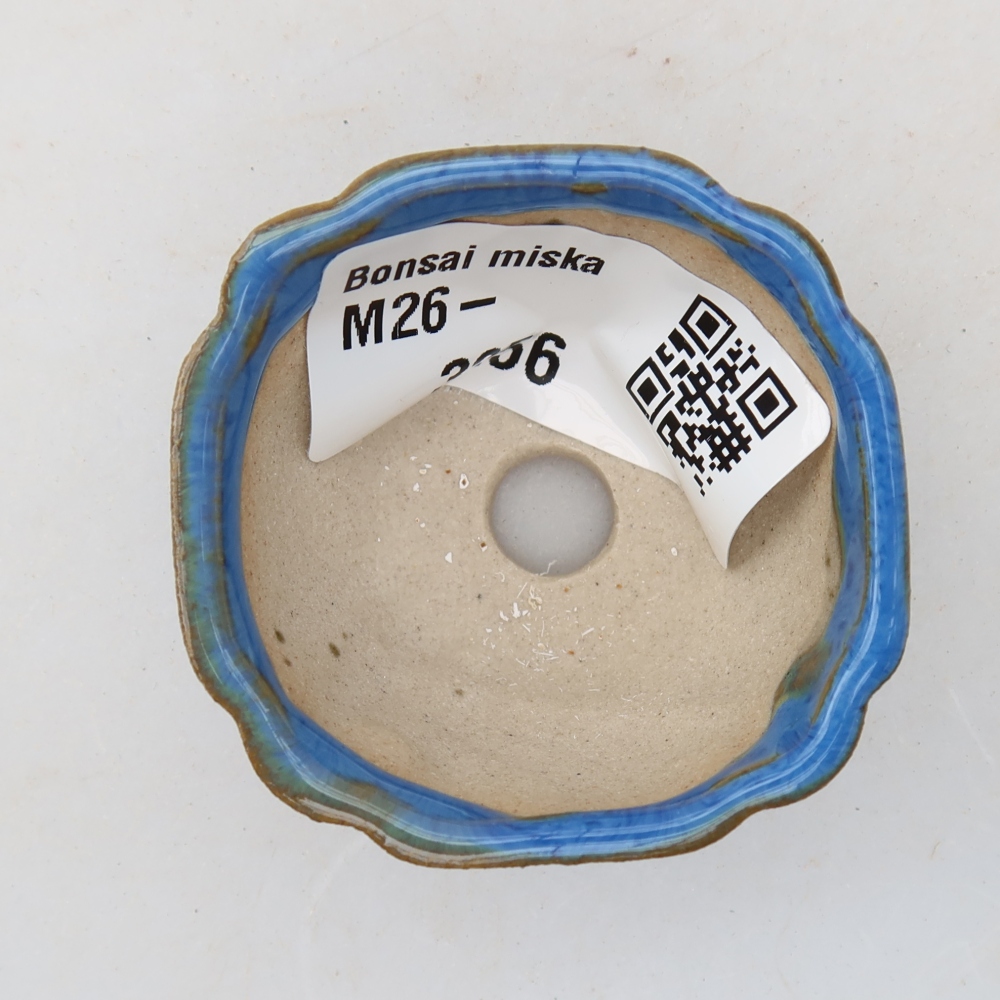 Ceramic bonsai pot, 4.5 x 4.5 x 2.5 cm, blue