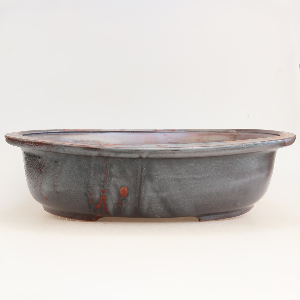 Ceramic bonsai pot, 36 x 30 x 9 cm, metallic red