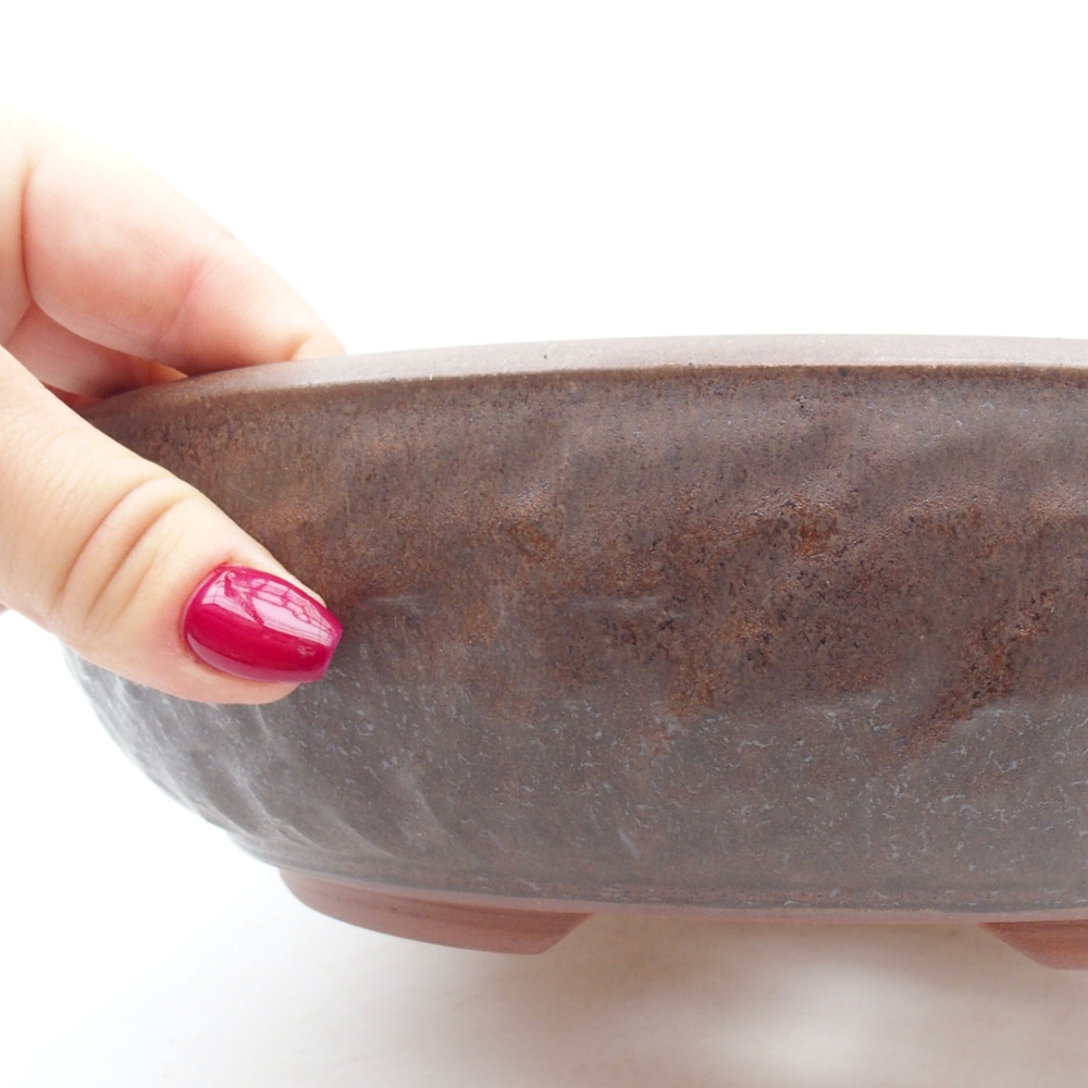 Ceramic bonsai bowl 26 x 26 x 6,5 cm, color brown
