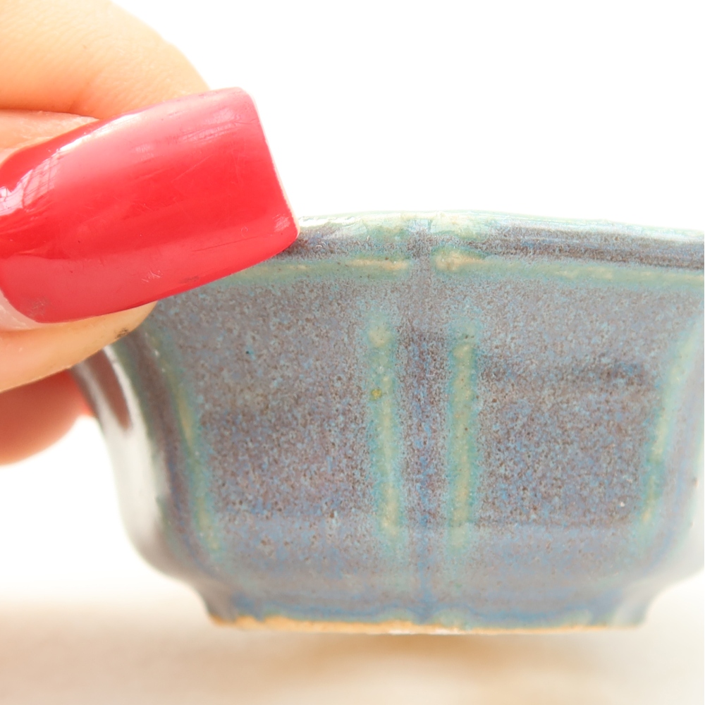 Ceramic bonsai pot, 6 x 6 x 2.5 cm, gray