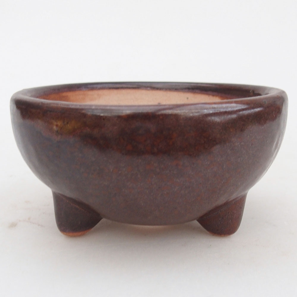 Ceramic bonsai bowl 9,5 x 9,5 x 5 cm, brown