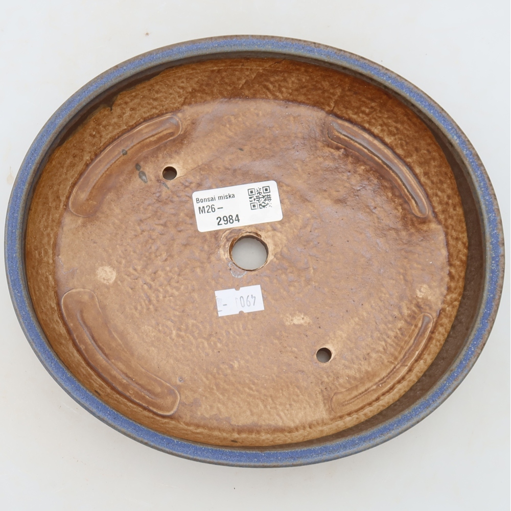Ceramic bonsai pot, 21 x 19 x 4.5 cm, blue