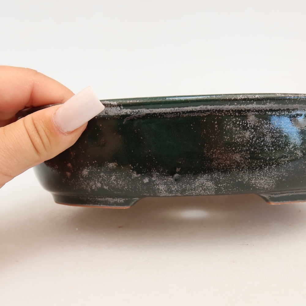Ceramic bonsai pot, 19 x 14.5 x 5 cm, green