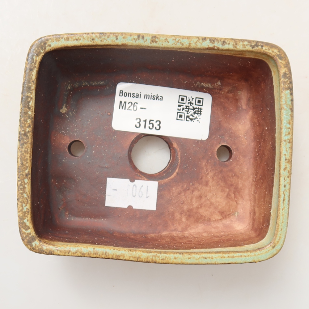 Ceramic bonsai pot, 10 x 8 x 3.5 cm, green