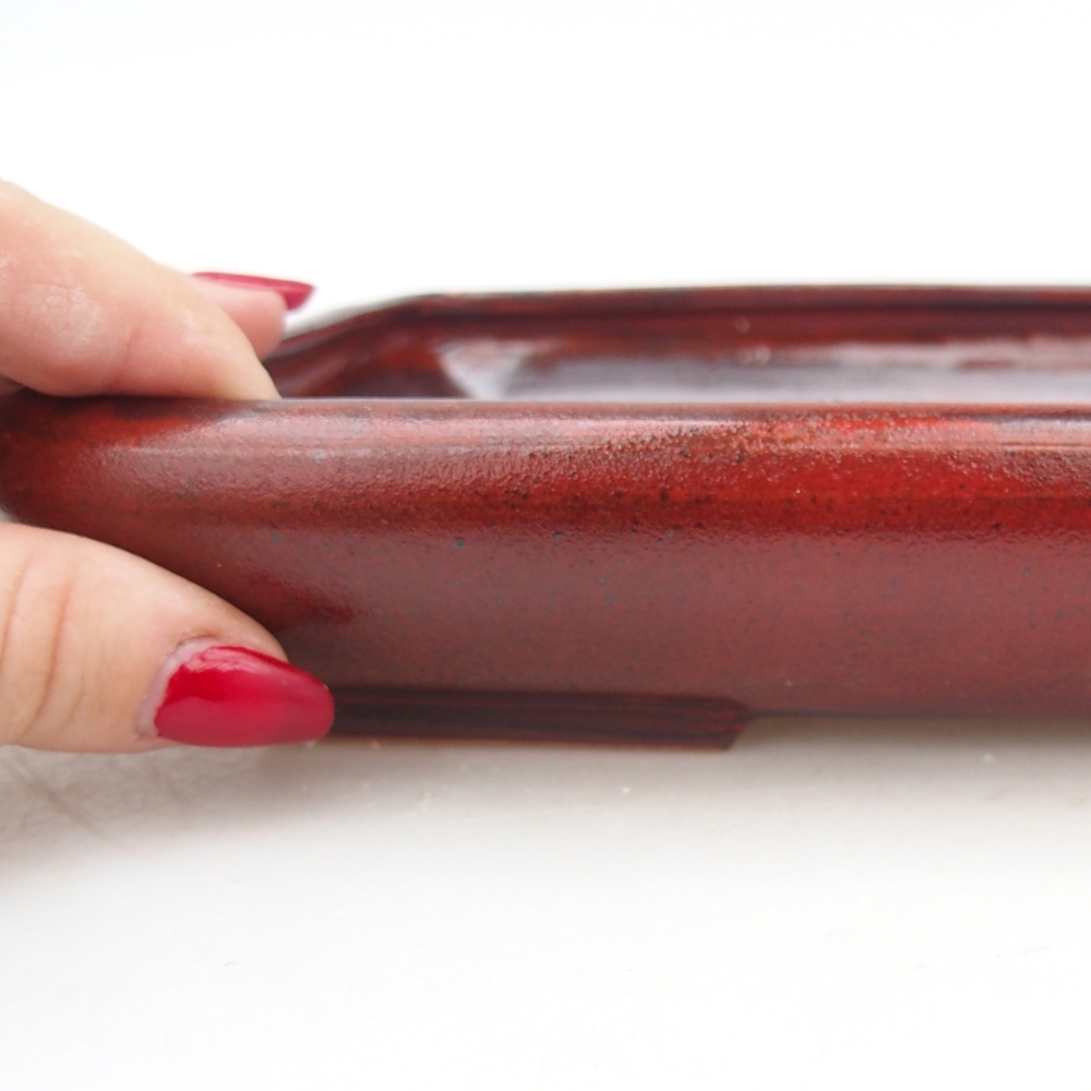 Ceramic bonsai bowl 24 x 17,5 x 4 cm, colour red