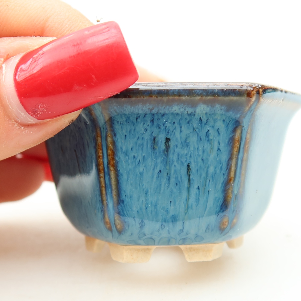 Ceramic bonsai pot, 5.5 x 5 x 3 cm, blue