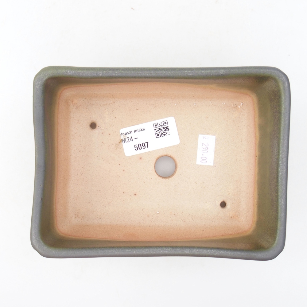 Ceramic bonsai bowl 16 x 12 x 6 cm, color green