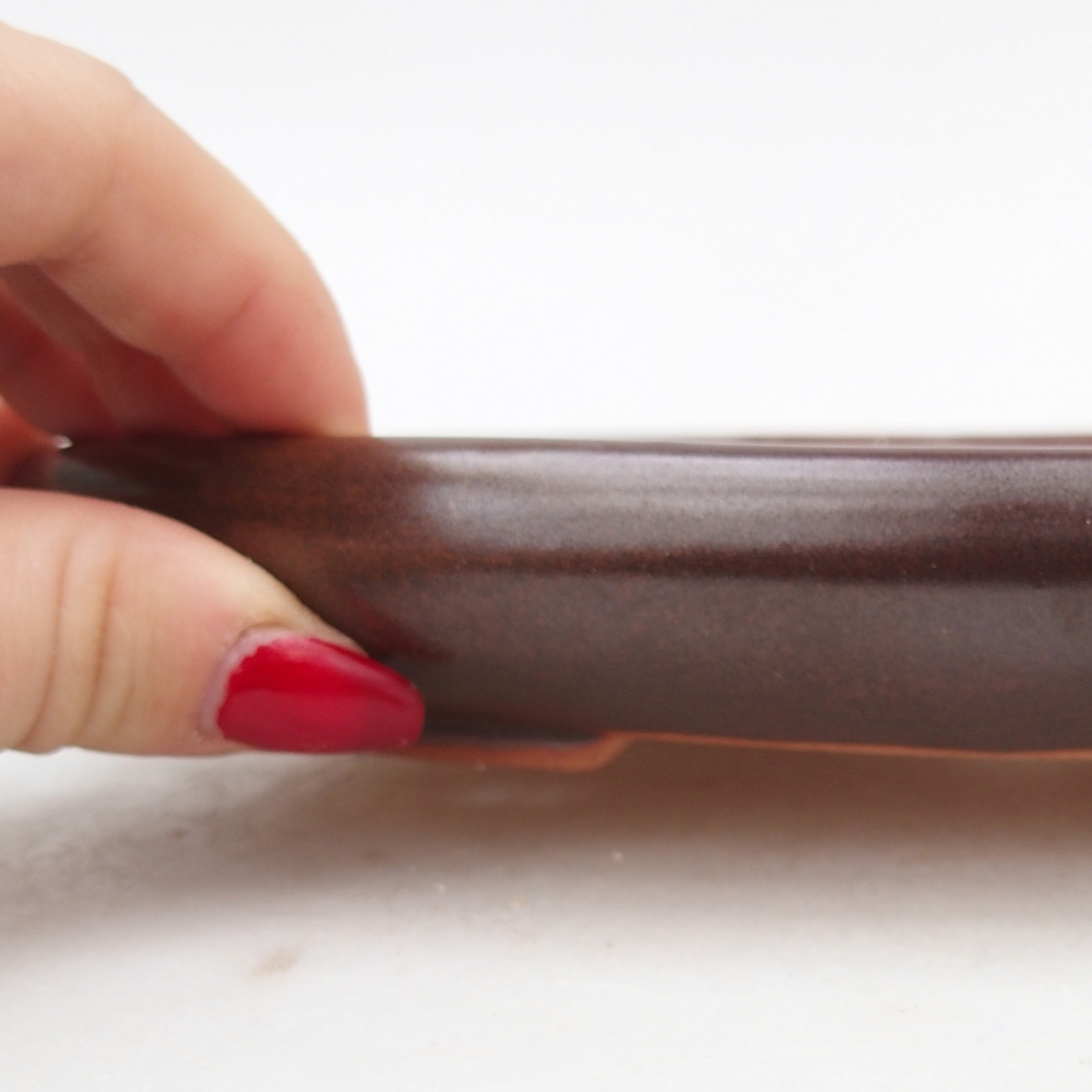 Ceramic bonsai bowl 22 x 17 x 3 cm, brown