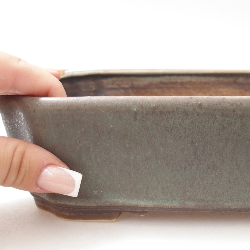Ceramic bonsai bowl 21,5 x 18 x 6 cm, colour watered