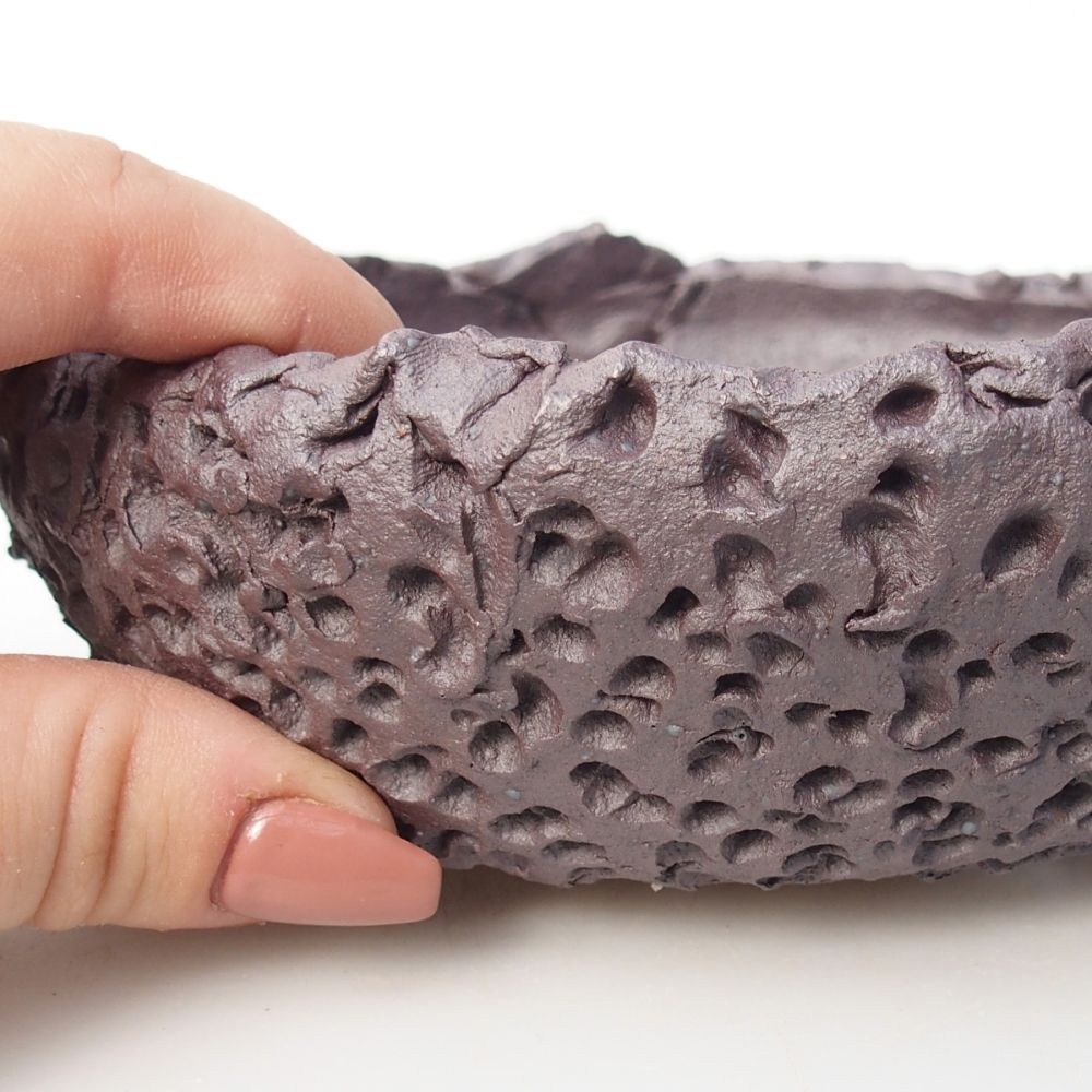 Ceramic bonsai bowl 16,5 x 16,5 x 5,5 cm, metal colour