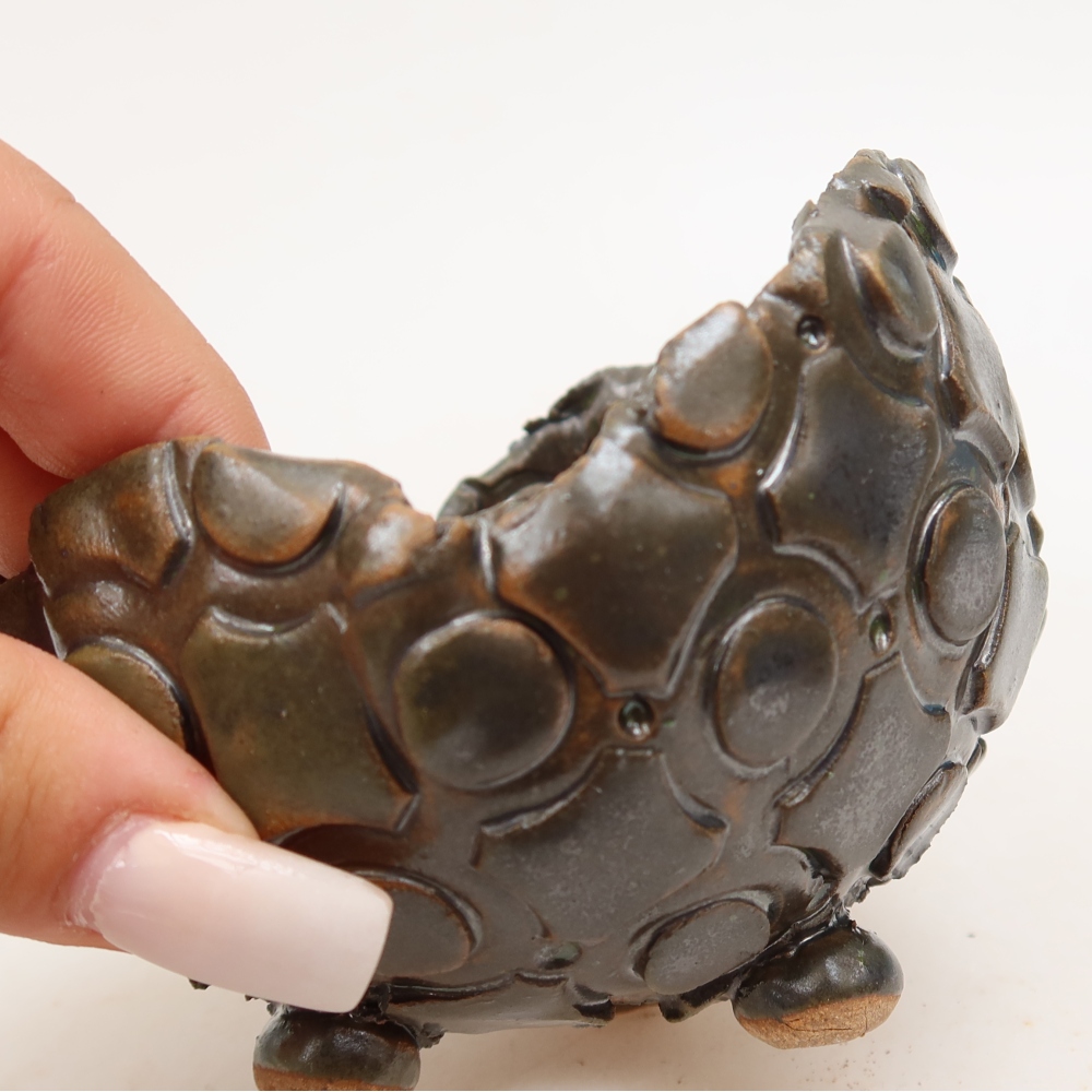 Ceramic Shell  10.5 x 10 x 7.5 cm, brown-green