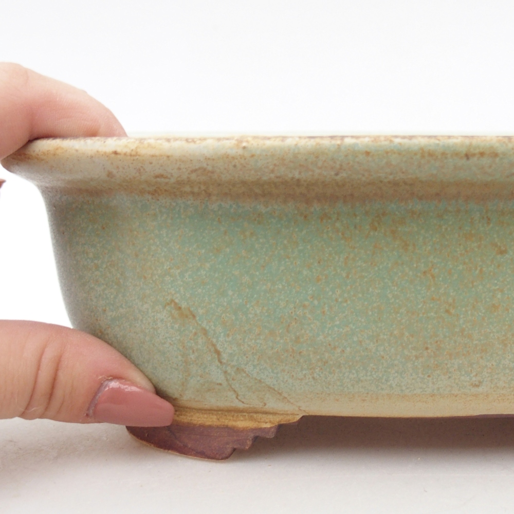 Ceramic bonsai bowl 20 x 16,5 x 7 cm, green