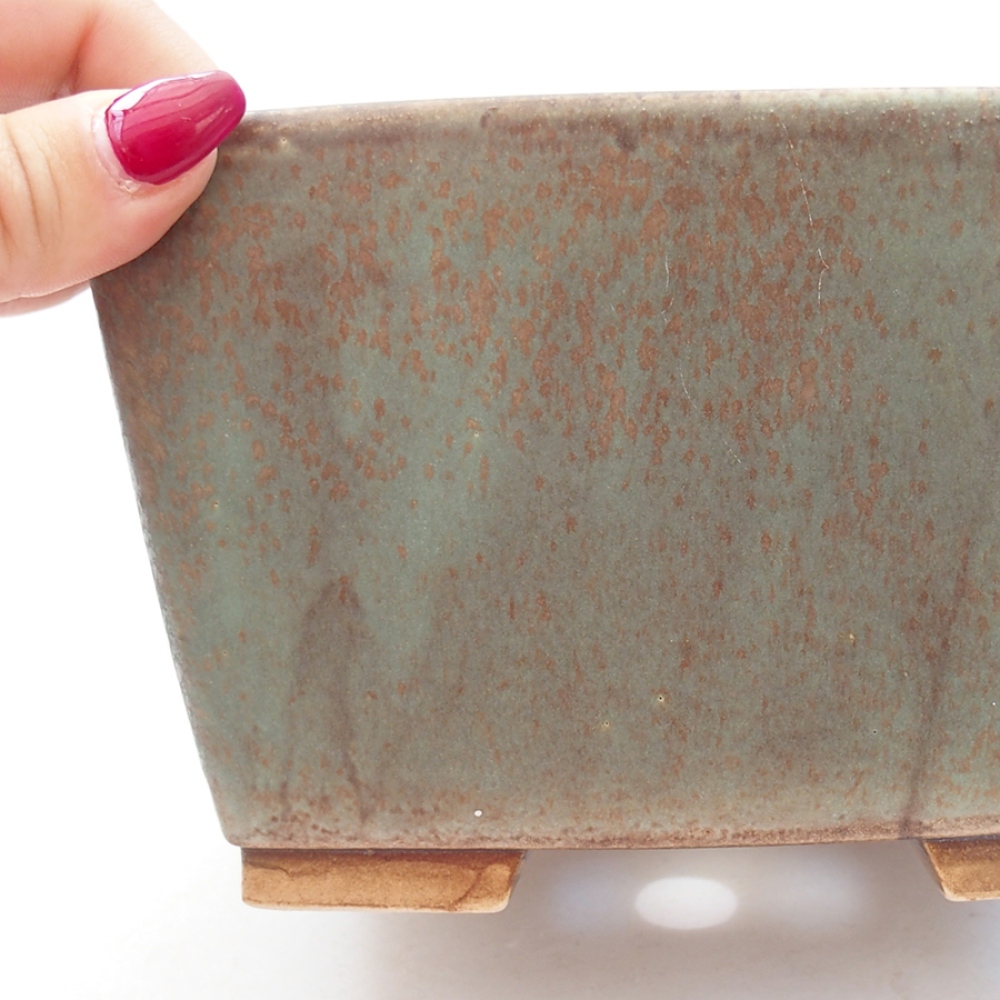 Ceramic bonsai bowl 16 x 16 x 10 cm, color green