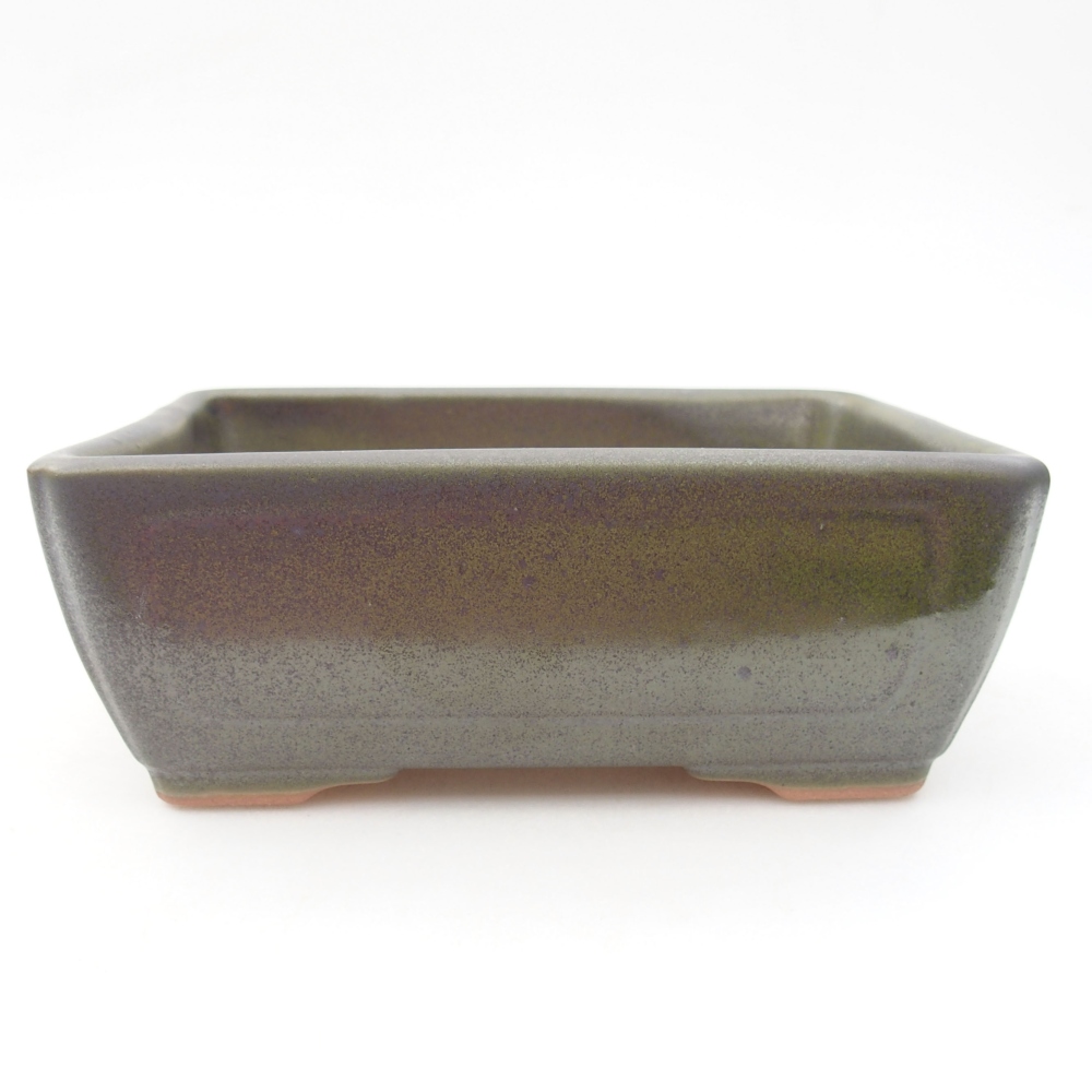 Ceramic bonsai bowl 16 x 12 x 6 cm, color green