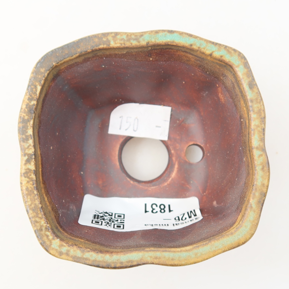 Ceramic bonsai pot, 7.5 x 7 x 3.5 cm, green